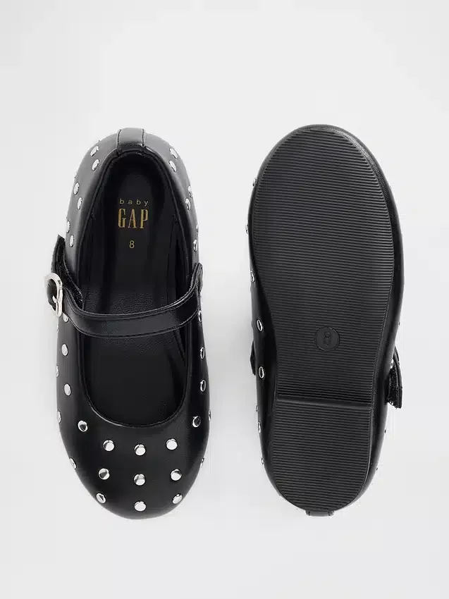 Płaskie buty typu mary jane z ćwiekami dla małych dzieci