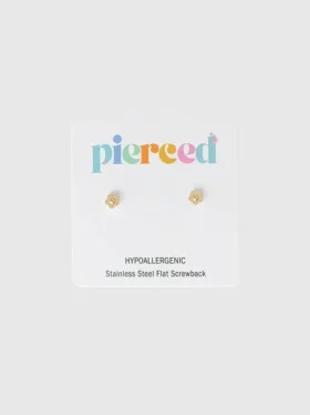 Pierced Co – małe klasyczne kolczyki z motywem kwiatowym z zakrętką