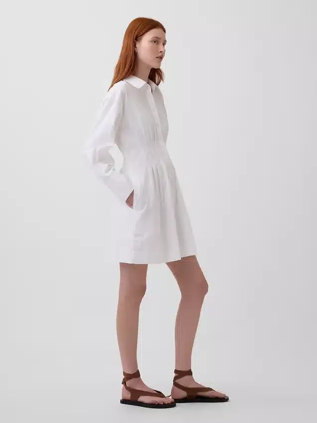 Plisowana mini sukienka koszulowa