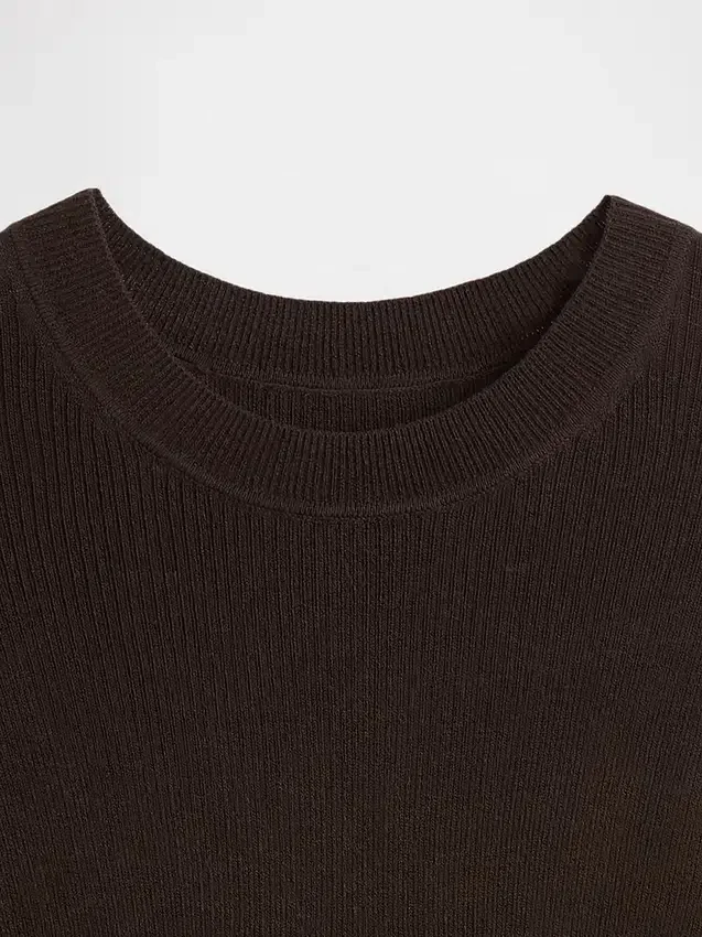 Przezroczysty sweter-body z prążkowanym splotem
