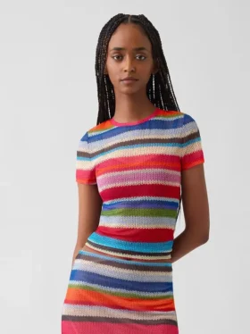 Przezroczysty T-shirt Gapstudio z wzorem „Happy Stripe”