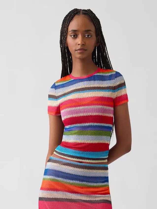 Przezroczysty T-shirt Gapstudio z wzorem „Happy Stripe”