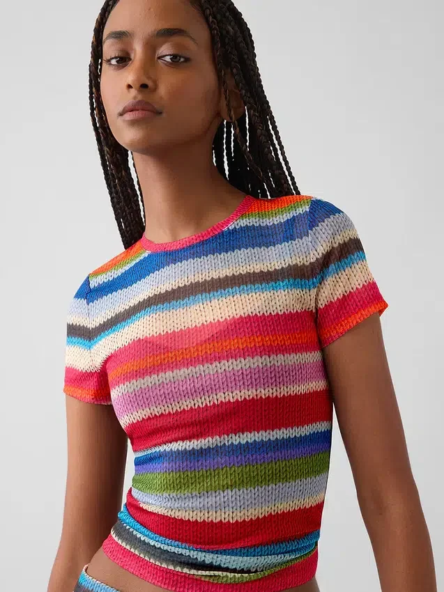 Przezroczysty T-shirt Gapstudio z wzorem „Happy Stripe”