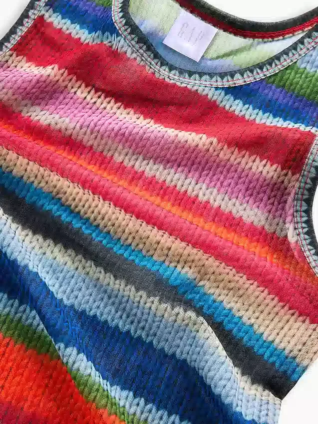 Przezroczysty top bez rękawów Gapstudio z motywem „Happy Stripe”