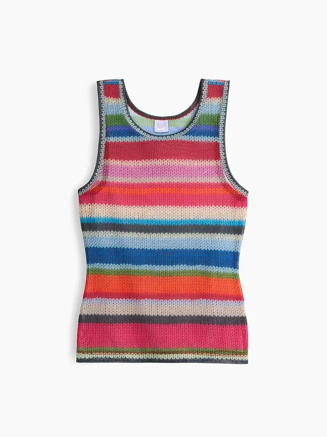 Przezroczysty top bez rękawów Gapstudio z motywem „Happy Stripe”