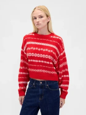 Puszysty sweter oversize z okrągłym dekoltem