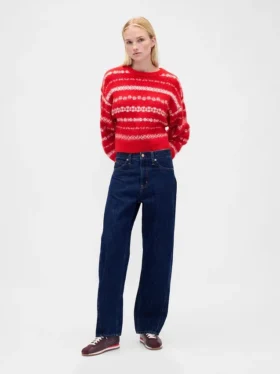 Puszysty sweter oversize z okrągłym dekoltem