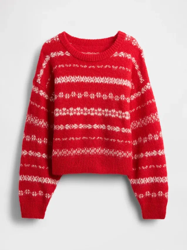 Puszysty sweter oversize z okrągłym dekoltem