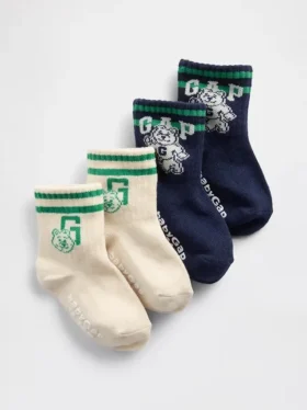 Skarpetki z okrągłą cholewką dla niemowląt i maluchów z logo Brannan Bear Varsity (pakiet 2 par)