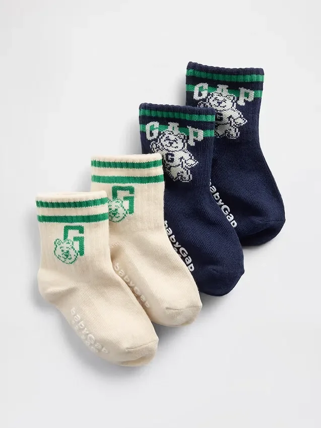 Skarpetki z okrągłą cholewką dla niemowląt i maluchów z logo Brannan Bear Varsity (pakiet 2 par)
