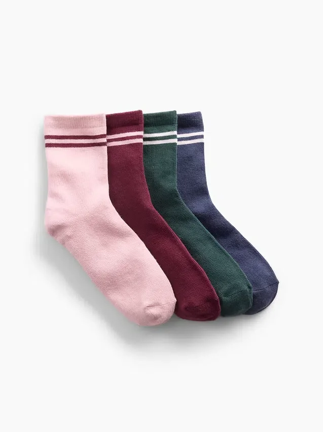 Skarpety dziecięce z paskami w stylu varsity (pakiet 4 szt.)