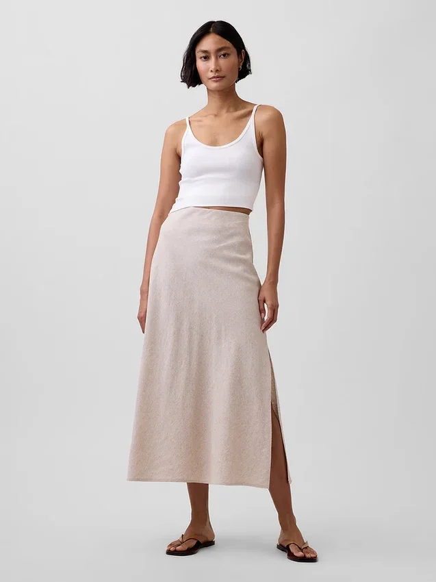 Spódnica maxi typu slip z mieszanki lnu