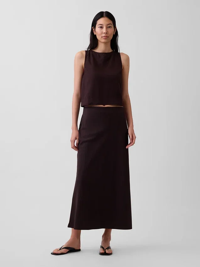 Spódnica maxi typu slip z mieszanki lnu