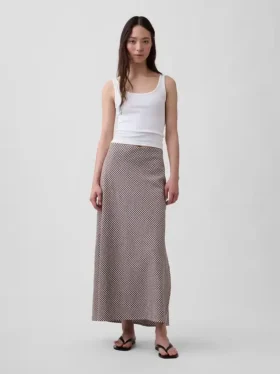 Spódnica maxi typu slip z mieszanki lnu
