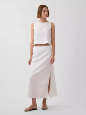 Spódnica maxi typu slip z mieszanki lnu