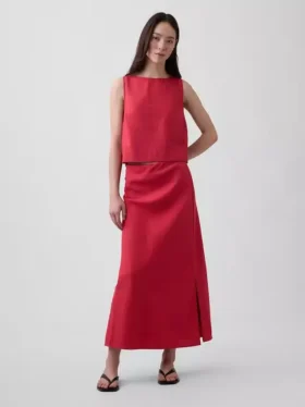 Spódnica maxi typu slip z mieszanki lnu