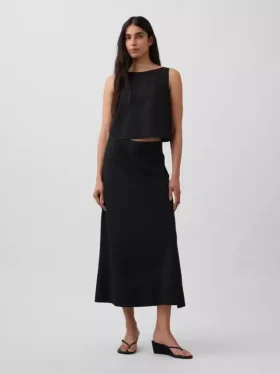 Spódnica maxi typu slip z mieszanki lnu