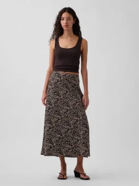 Spódnica maxi typu slip z mieszanki lnu