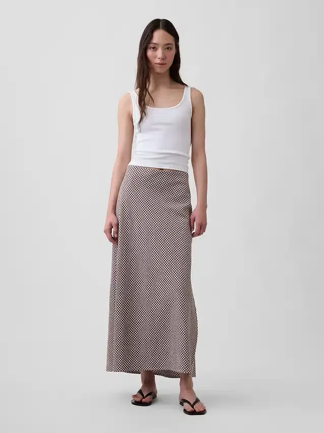 Spódnica maxi typu slip z mieszanki lnu