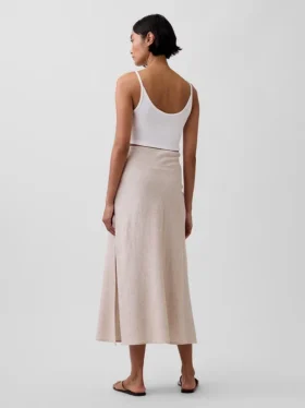 Spódnica maxi typu slip z mieszanki lnu