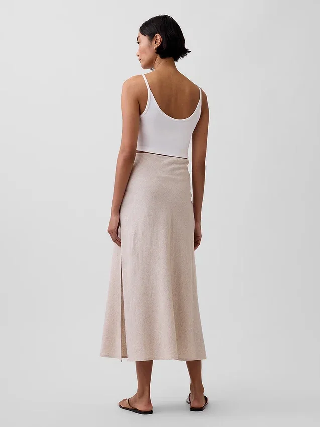 Spódnica maxi typu slip z mieszanki lnu