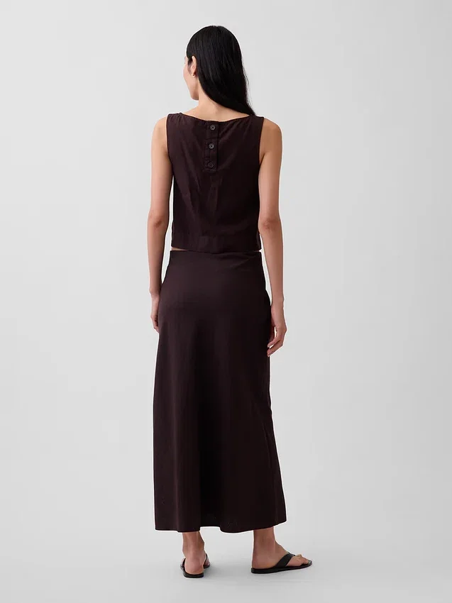 Spódnica maxi typu slip z mieszanki lnu