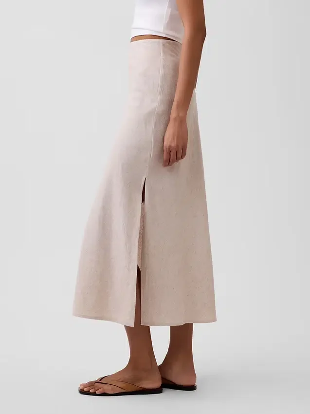Spódnica maxi typu slip z mieszanki lnu