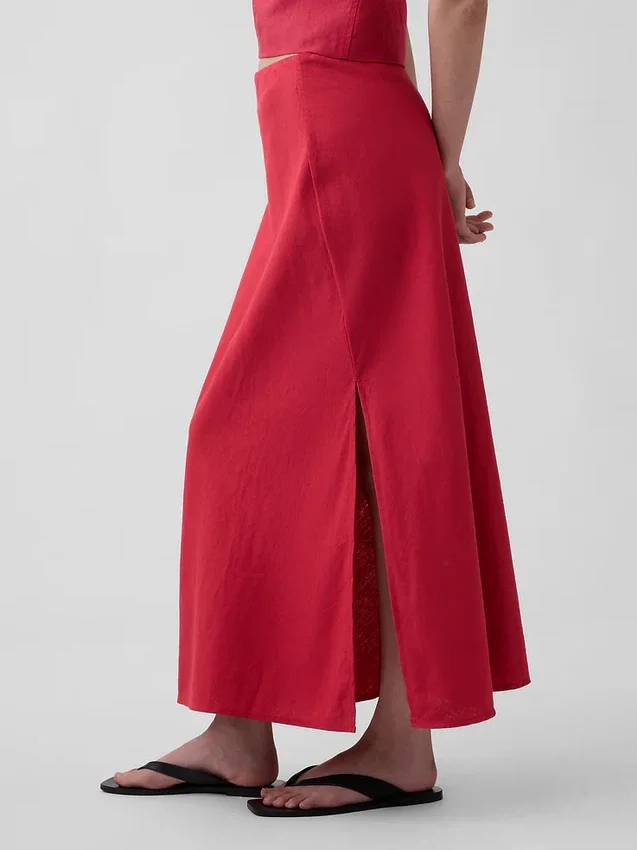 Spódnica maxi typu slip z mieszanki lnu