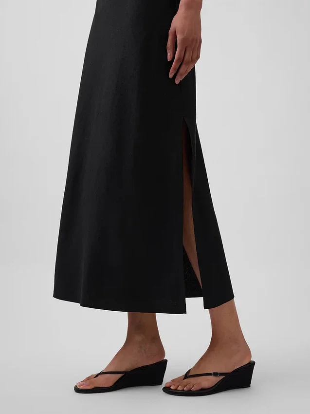 Spódnica maxi typu slip z mieszanki lnu