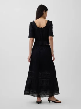 Spódnica maxi z koronkową lamówką