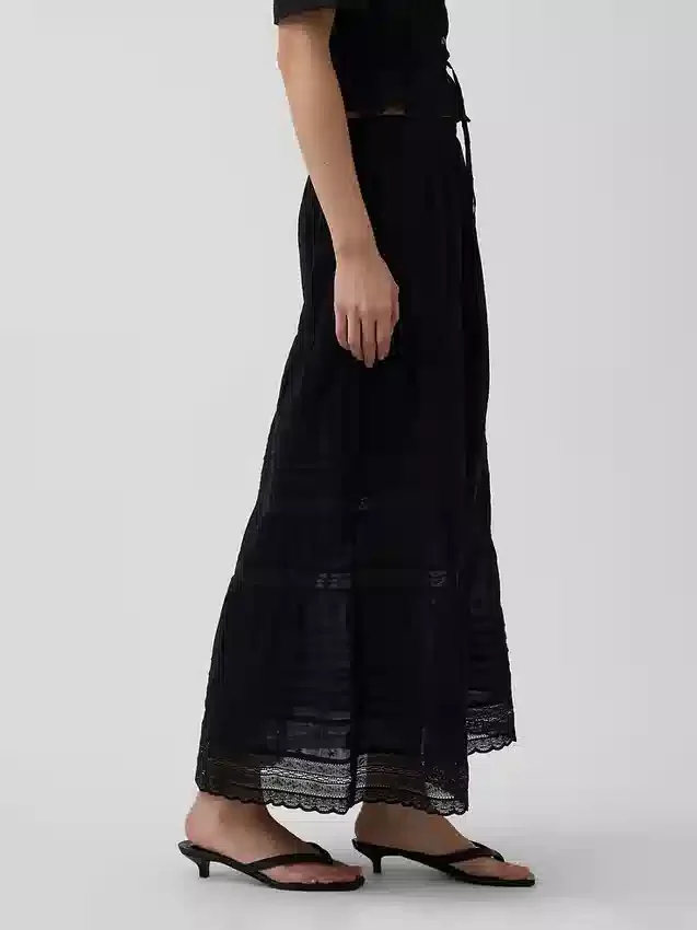 Spódnica maxi z koronkową lamówką
