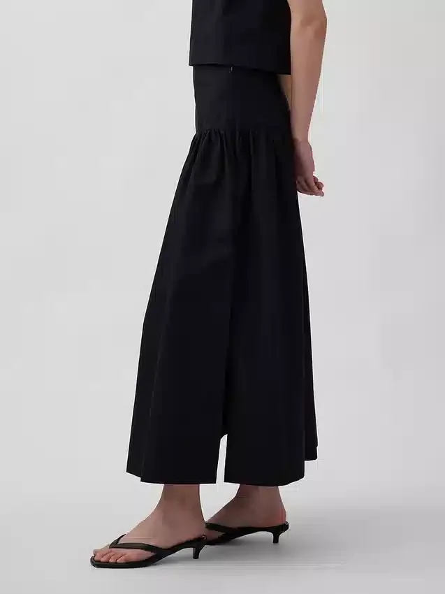 Spódnica maxi z popeliny z obniżoną talią