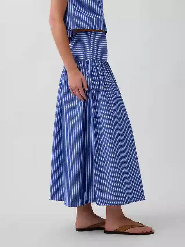 Spódnica maxi z popeliny z obniżoną talią