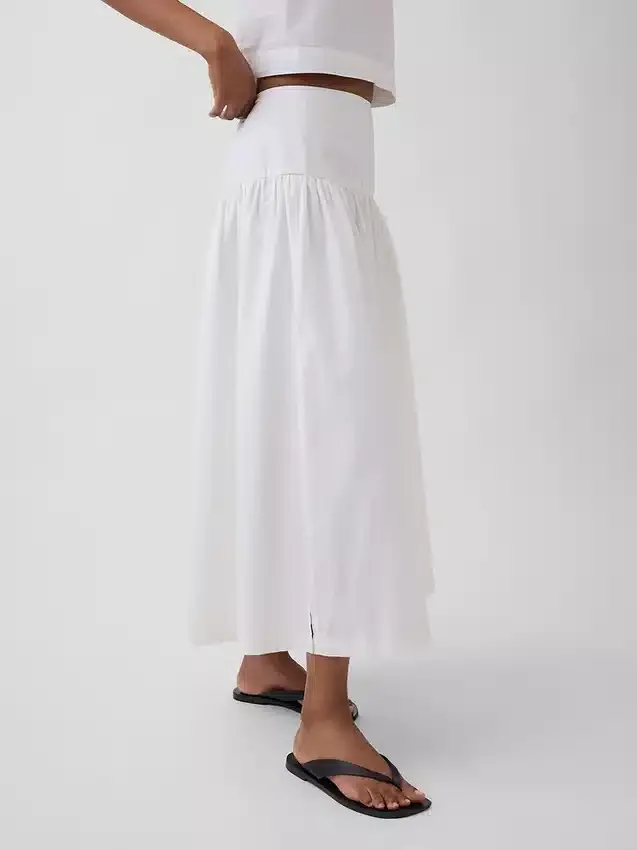 Spódnica maxi z popeliny z obniżoną talią