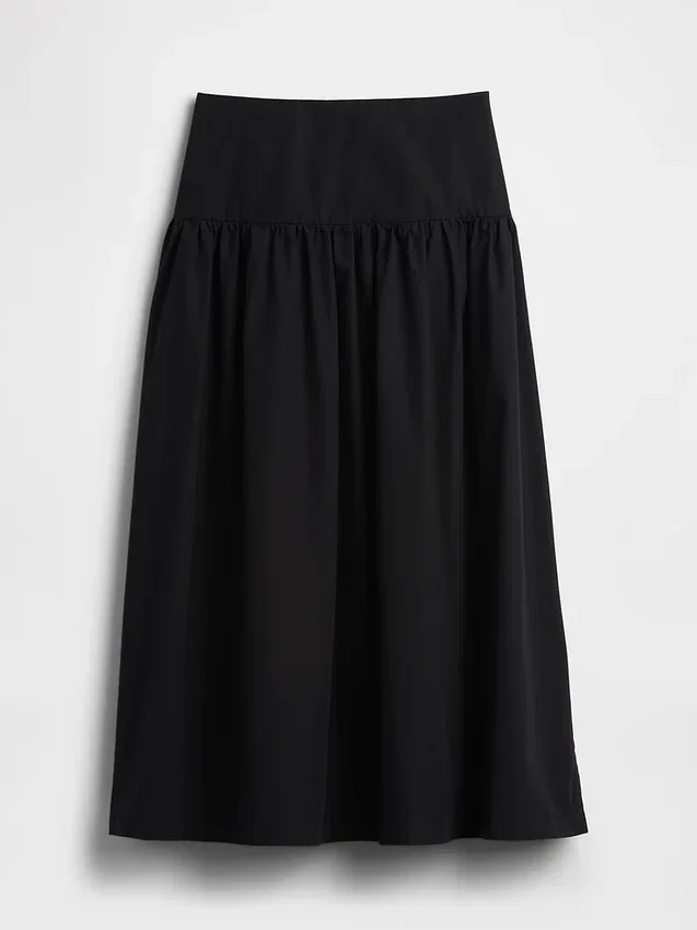 Spódnica maxi z popeliny z obniżoną talią