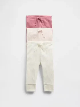 Spodnie „Baby First Favorites” z dzianiny o drobnym prążku (zestaw 3 szt.)