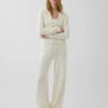 Spodnie dresowe z dzianiny sweterkowej, 100% bawełna, luźny krój