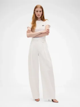 Spodnie GAP × Victoria Beckham z wysokim stanem i plisami w kształcie łuku