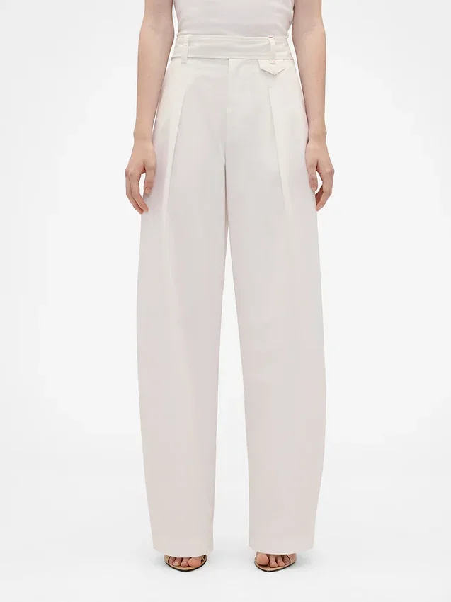 Spodnie GAP × Victoria Beckham z wysokim stanem i plisami w kształcie łuku