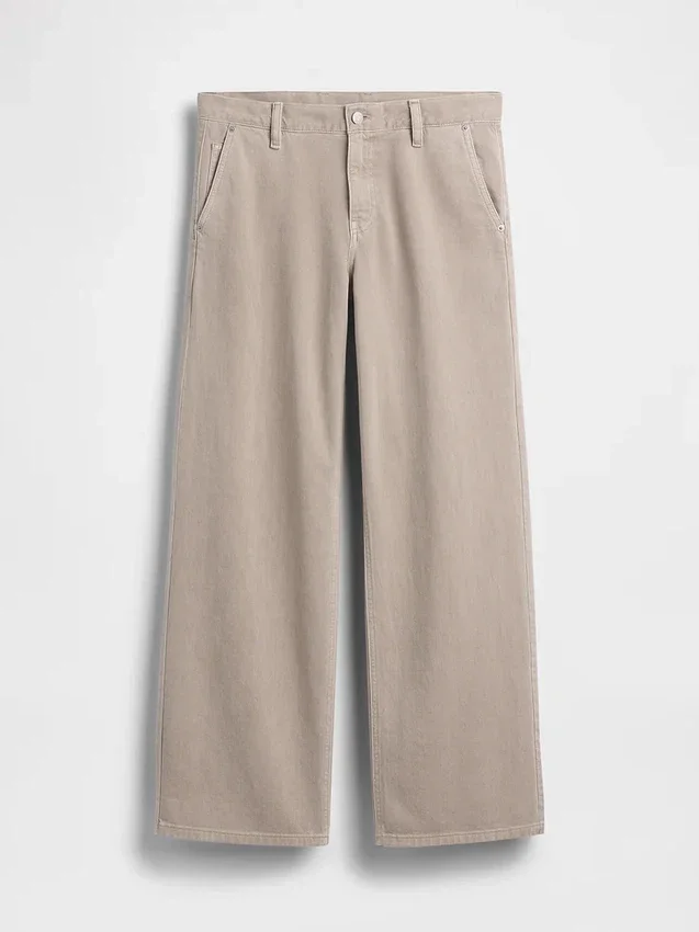 Spodnie khaki z niskim stanem w stylu lat 90.