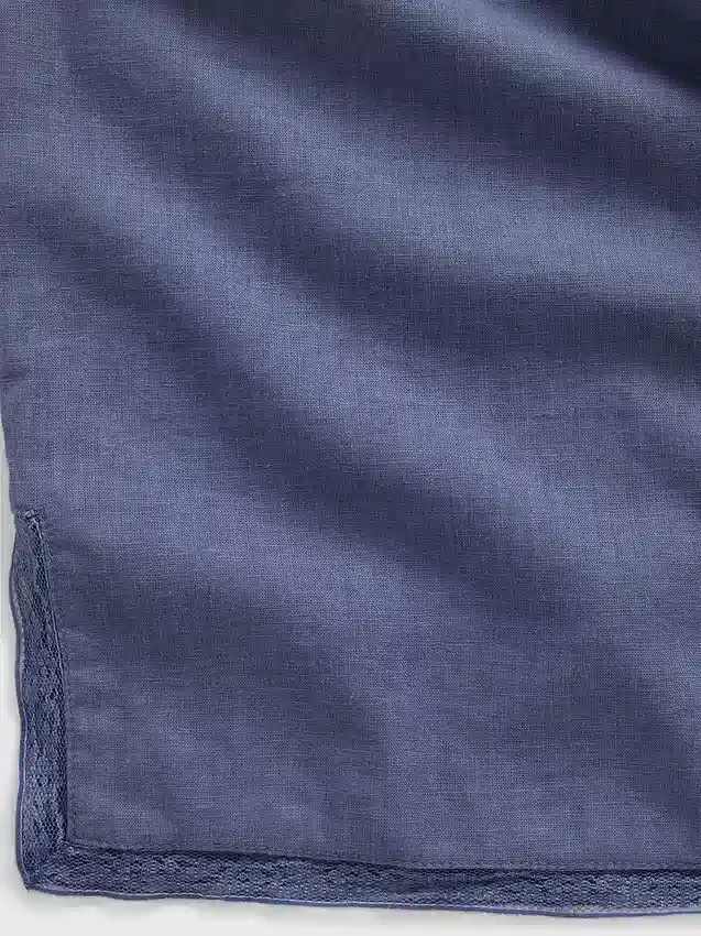 Spodnie piżamowe z mieszanki lnu z koronkowym wykończeniem