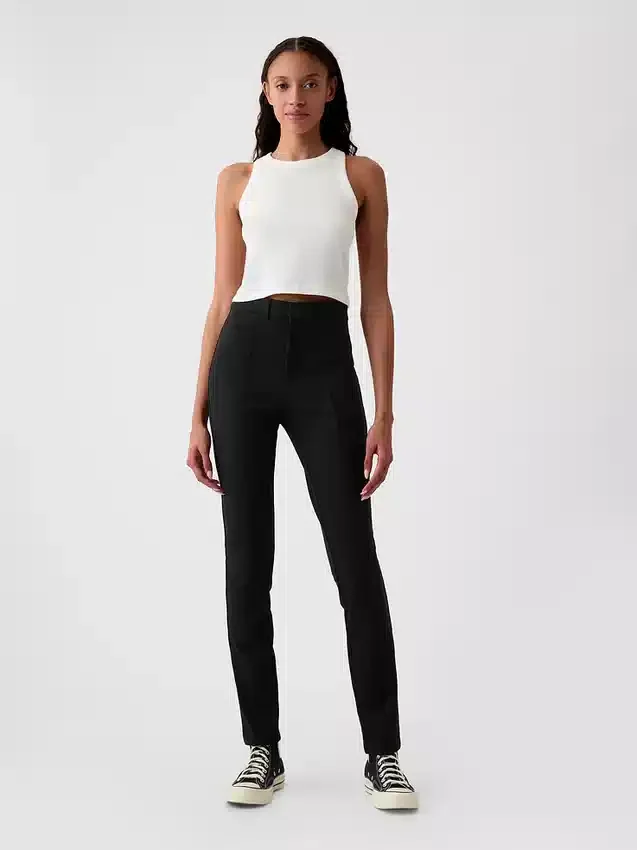 Spodnie skinny z podwójnie dzianej tkaniny z wysokim stanem