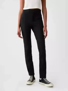Spodnie skinny z podwójnie dzianej tkaniny z wysokim stanem
