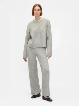 Spodnie sweterkowe z dzianiny typu „cable-knit” z serii CashSoft