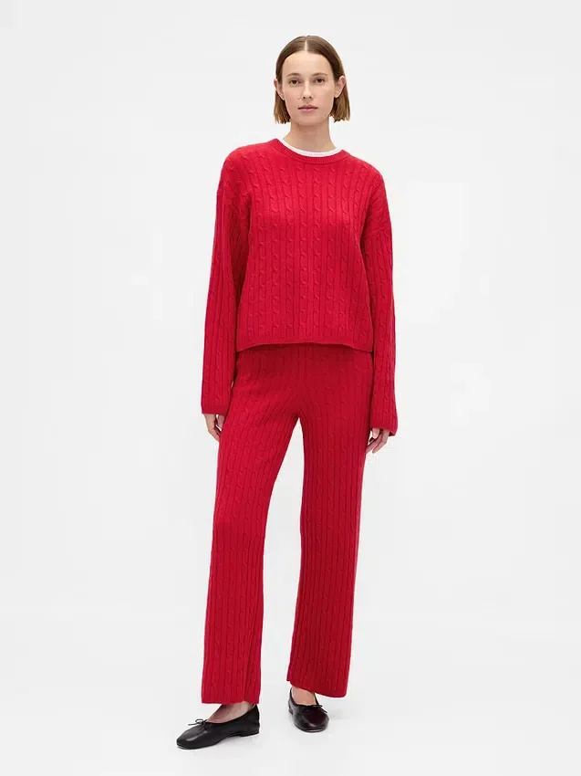 Spodnie sweterkowe z dzianiny typu „cable-knit” z serii CashSoft