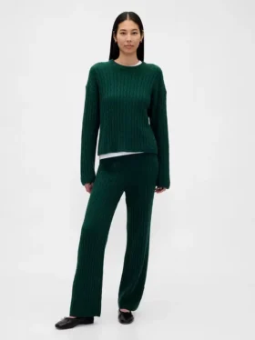 Spodnie sweterkowe z dzianiny typu „cable-knit” z serii CashSoft