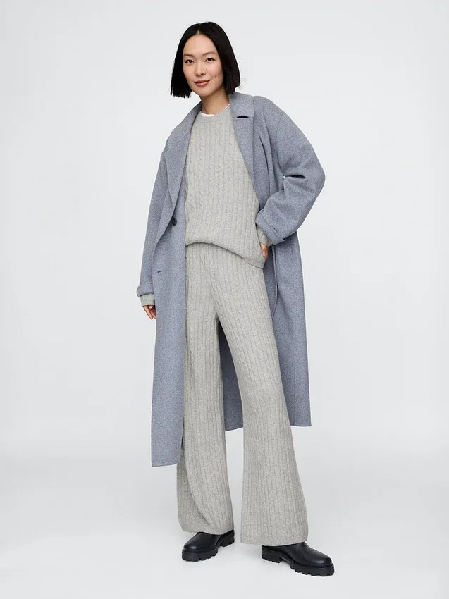 Spodnie sweterkowe z dzianiny typu „cable-knit” z serii CashSoft