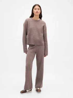 Spodnie sweterkowe z dzianiny typu „cable-knit” z serii CashSoft