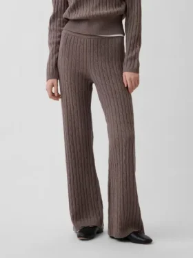 Spodnie sweterkowe z dzianiny typu „cable-knit” z serii CashSoft
