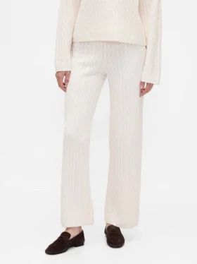 Spodnie sweterkowe z dzianiny typu „cable-knit” z serii CashSoft